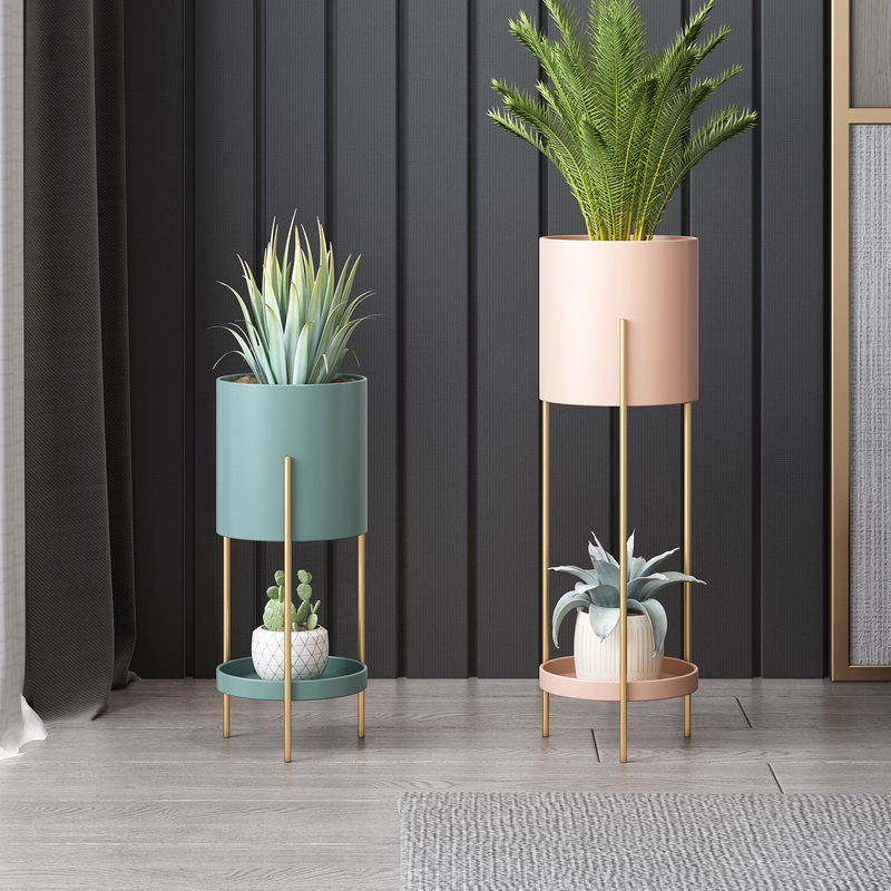 Nordic irons floral shelf Shelf Balcony Indoor Living Room Multilayer Light Lavish Chandelia Gold Gge Flower Frame Ground Style