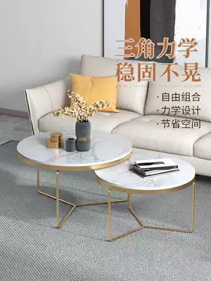 Nordic marble coffee table ins round coffee table Modern simple small apartment Light luxury rock board coffee table living room household