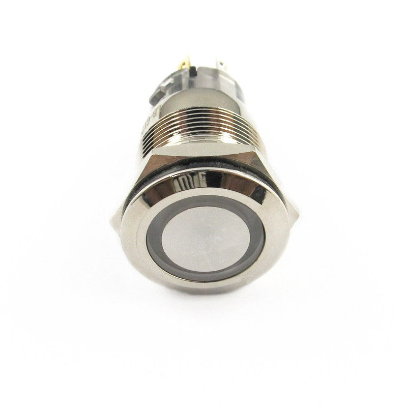 19MM waterproof metal push button switch non-lock type with LED light 6V12V24V220V non-lock switch