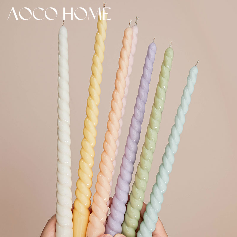 Lovely in spiral long rod candle candle birthday gift party decoration bedroom with hands romantic tone