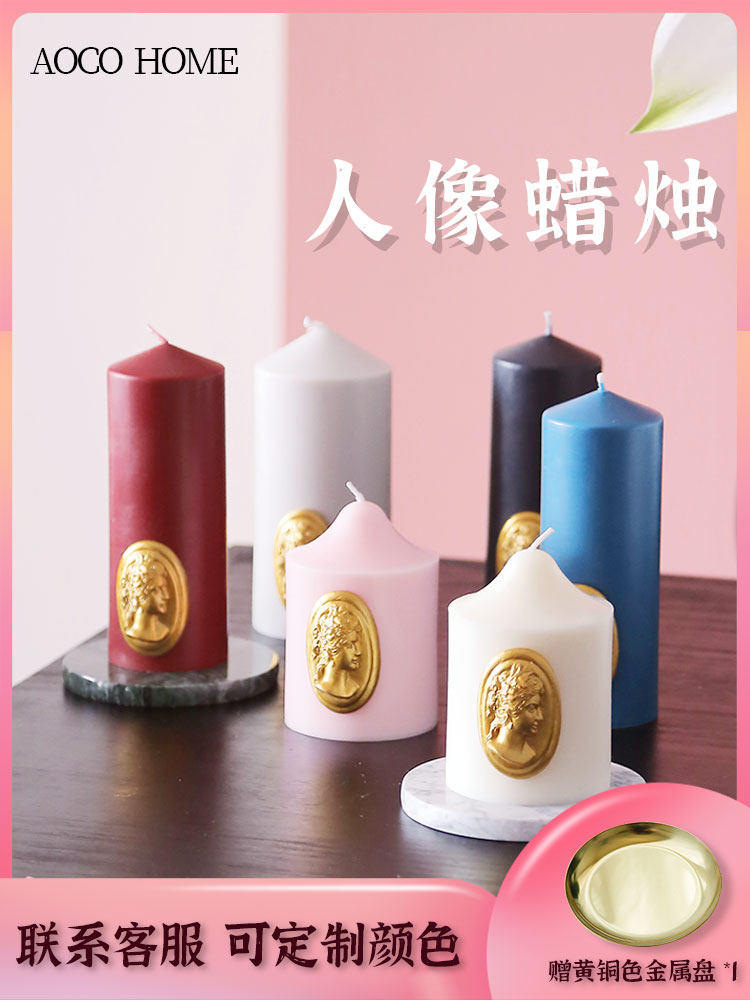 Handmade Nordic retro relief portrait aromatherapy candle holder diy creative gift niche high-end decoration decoration