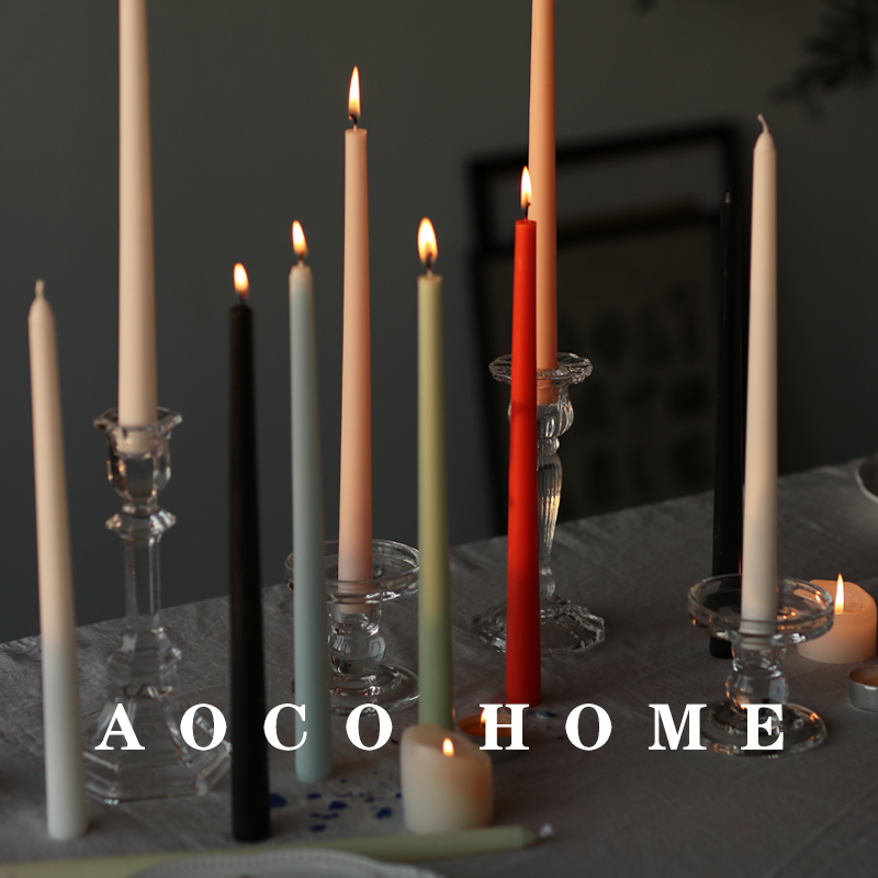 Color retro long rod odorless smokeless candle home romantic atmosphere wedding candlelight dinner candlestick decoration ornaments