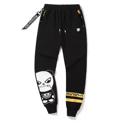 Hong Kong Tide brand Panda hot stamping loose sports casual pants men's trousers Spring Autumn new trend pants