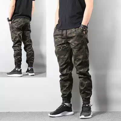 Hong Kong Tide Brand Trend Drawstring Camouflage Casual Pants Small Foot Pants Men's Hong Kong Style Yu Wenle Pants Large Size