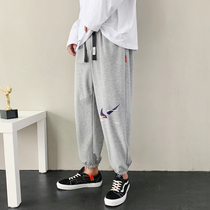 Hong Kong Tidal Wave Spring Autumn Season New Guard Pants Men Ins Trend Fashion English Draw Rope Bunch Foot Cone Type Sports Pants