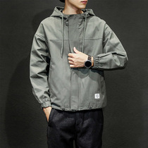 Hong Kong Tide Cards New Pure Color Overalls Jacket Mens Han Version 100 Hitch Youth Small Mark Big Code Loose even hat jacket