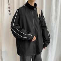 Hong Kong Tide Cards New Ins-in-Fire Sports Jacket Man Port Wind Youth Easy bf Wind handsome Striped Jacket