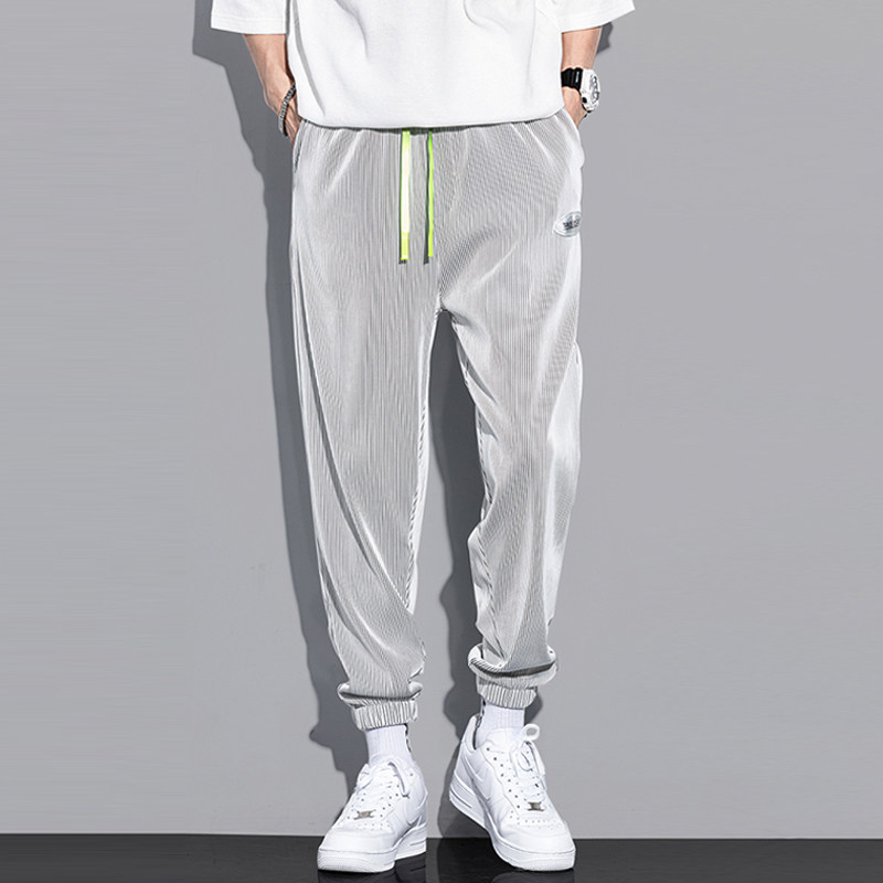 Hong Kong Chauffles 2022 Summer thin Casual Sports Pants Men Bunch Foot Ice Silk Loose Tide 90% Pants