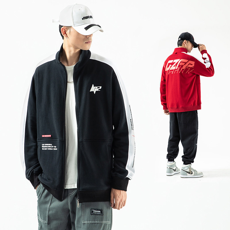 Hong Kong Tide Cards New Collage Striped Jacket Men Port Wind Ins 100 Loose Day Ensemble Sports Long Sleeve Jacket