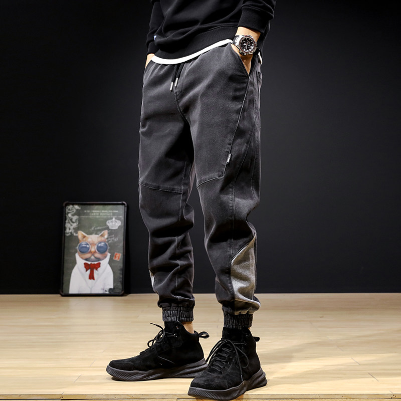 Hong Kong trend brand casual winter plus plus thick jeans men's trend spring and autumn loose plus size corset pants