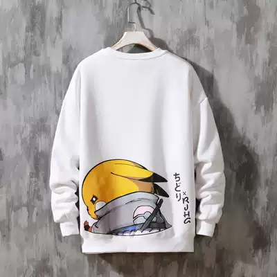 Hong Kong Tide brand Spring and Autumn New thick cotton T men's ins trend printing lovers long sleeve loose large size T-shirt top