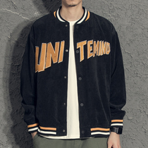 Hong Kong Tide Cards New Light Core Suede Baseball Suit Jacket Man Trend Easy Youth Letter Closing Pilot Jacket