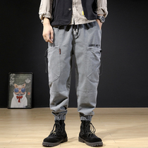 Hong Kong Chauffles large bags Works pants Male port Wind 100 hitchhiking Obesity Sub Loose Big Code Letters Casual Bungling Pants