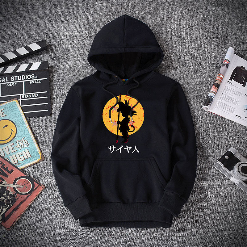 Hong Kong tide brand spring and autumn Hong Kong style Wukong sweater men's Japanese hooded loose velvet kangaroo pocket long-sleeved jacket