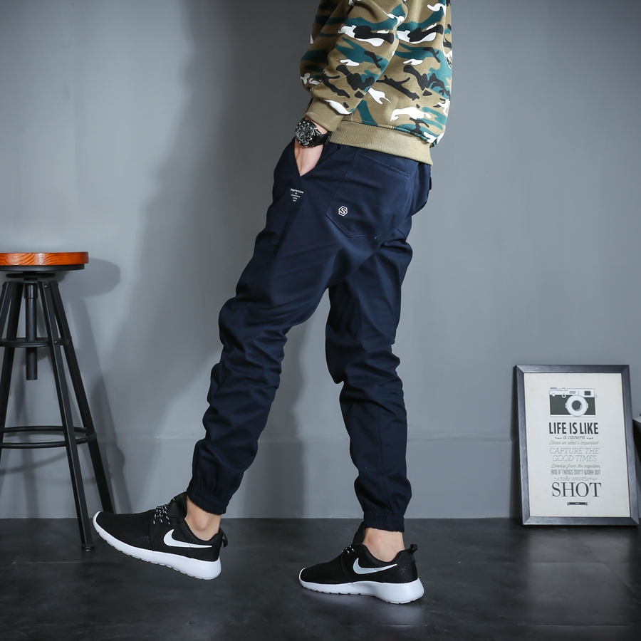 Hong Kong trendy brand spring and autumn overalls men's trendy slim feet casual long pants for boys and girls