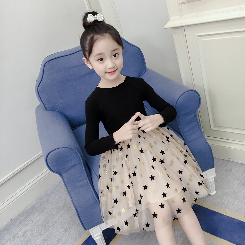 Girl Ocean Dress 2022 Spring Dress New Korean Version Children Great Boy Dress Spring Autumn Little Girl Foreign Princess Dress