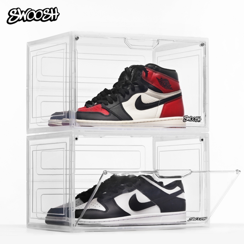 Acrylic Shoe Box Storage Box Transparent Aj Shoe Display Box with Side Opening Dustproof Plastic Magnetic Space-Saving Shoe Rack Shoe Wall