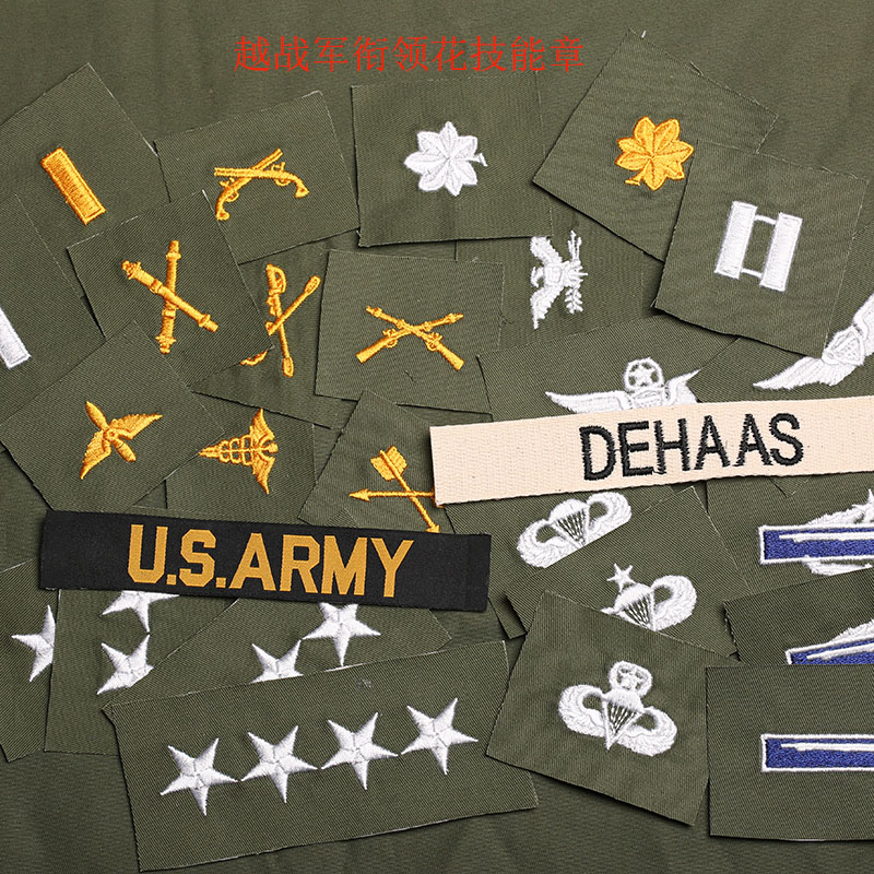 Vietnam War US ARMY full range of rank lead flower skills sign embroidery chapter TCU OG107 M65 chest badge