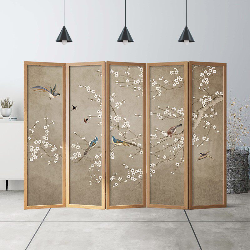 Screen partition wall shade home simple modern decoration Chinese-style living room office hotel solid wood mobile folding