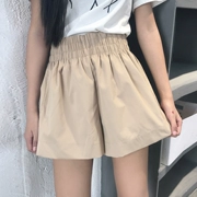 Mùa hè 2018 mới phiên bản Hàn Quốc Quần thun eo thon linh hoạt quần âu nữ màu rắn ống rộng ống rộng quần short