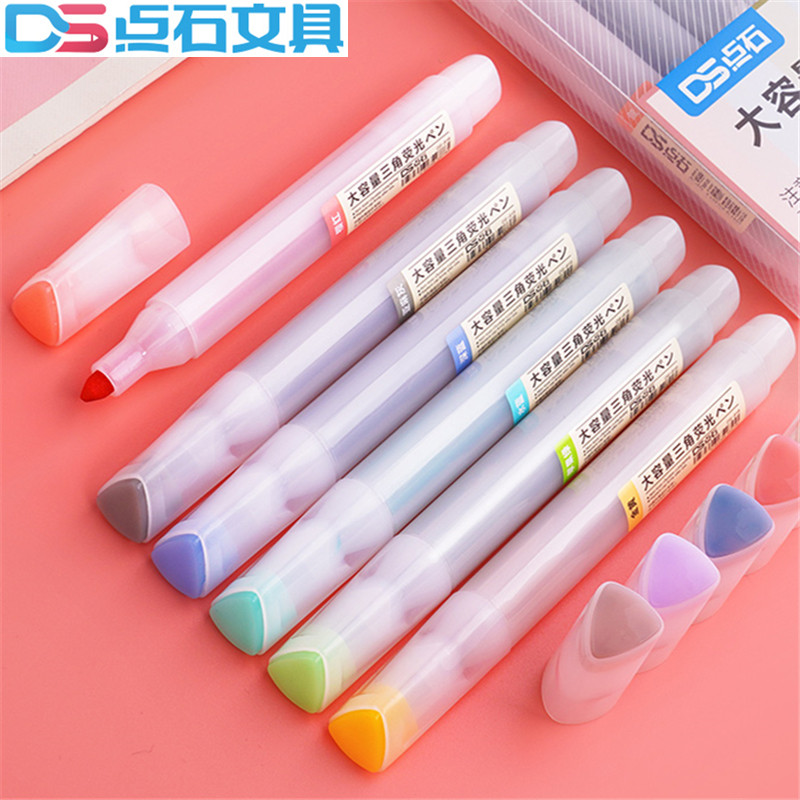 Point stone triangle rod highlighter 12-color marker pen simple student key marker pen set soft color hand account pen