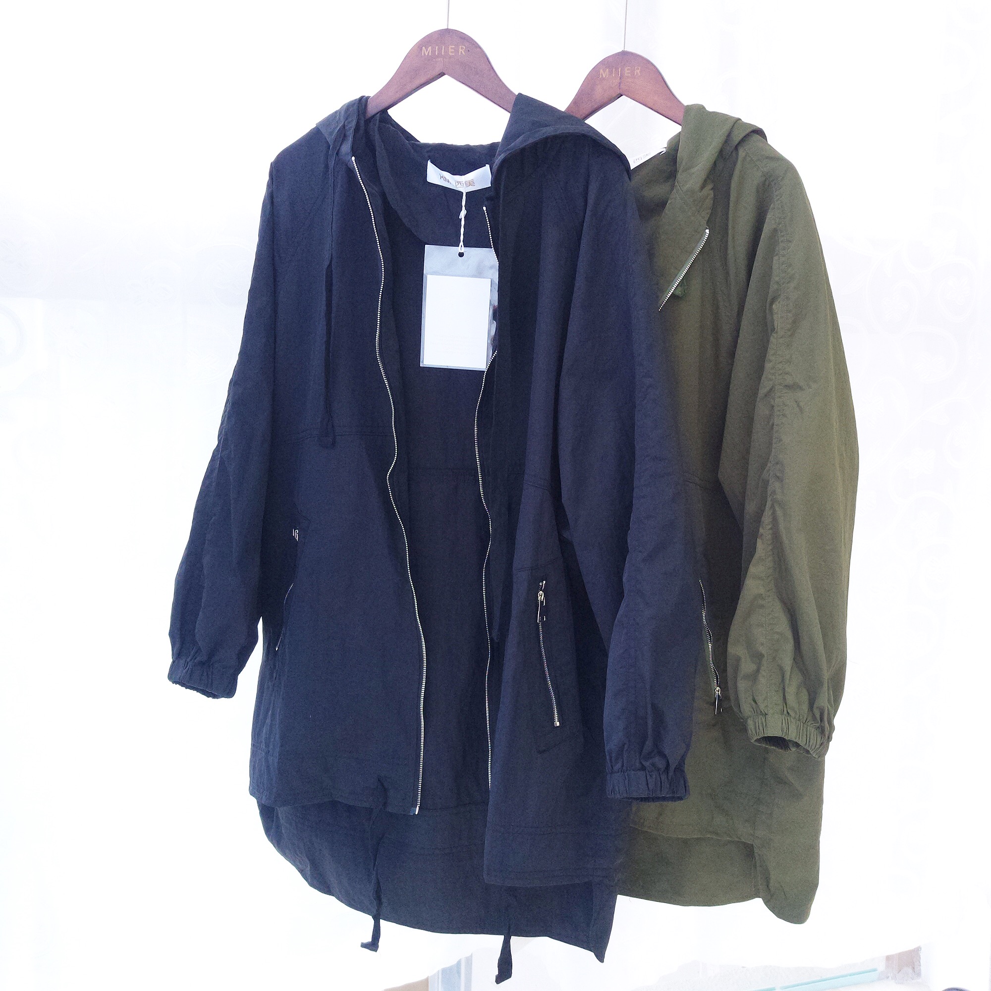 MIIER7.25 đầu mùa thu mới đẹp trai áo khoác áo gió trùm đầu áo khoác blazer nữ