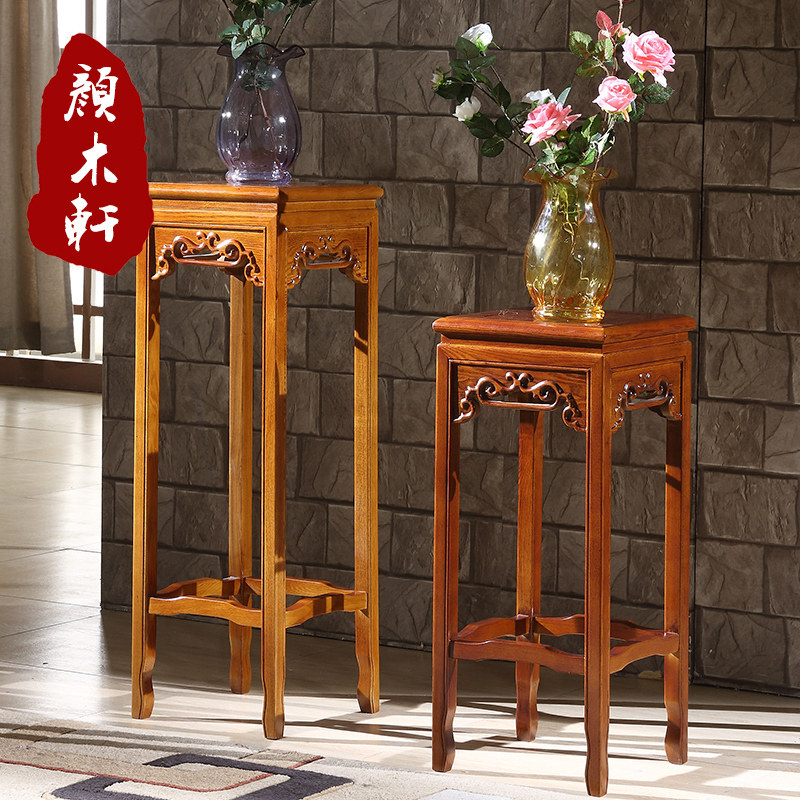 Yan Muxuan Chinese solid wood flower stand antique brown living room balcony flower several Fraxinus mandshurica flower stand ladder