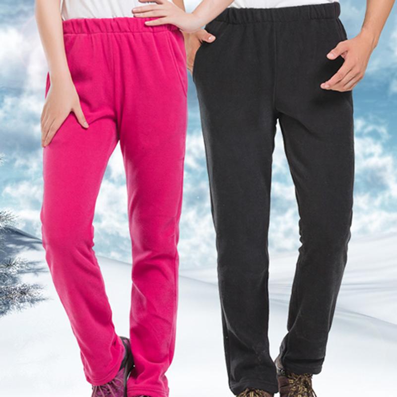 Outdoor fleece pants men winter fleece thickened inside wear plus size storm pants liner loose mountaineering trousers women