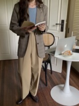 Clearance Original 169 yuan T G all-match simple drooping straight tube solid color temperament loose trousers