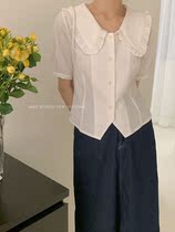 Clearance does not return do not change the original 75 yuan MISS Korean version of hipster sweet niche design short sleeve small shirt Women