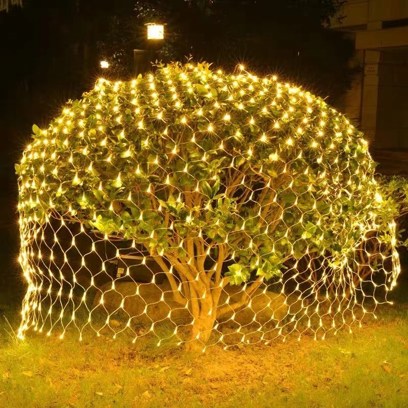 Fishing net lights led color lights flashing lights string lights full of stars solar outdoor lawn mesh lights New Year Spring Festival decoration