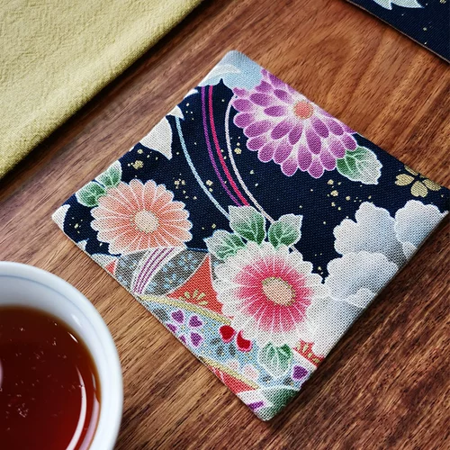 Кунг -фу чай маленькая чайная подушка цветочная ткань подушка хлопковая чайная церемония японская в стиле поглощение воды и теплоизоляция творческая чайная подушка ткань