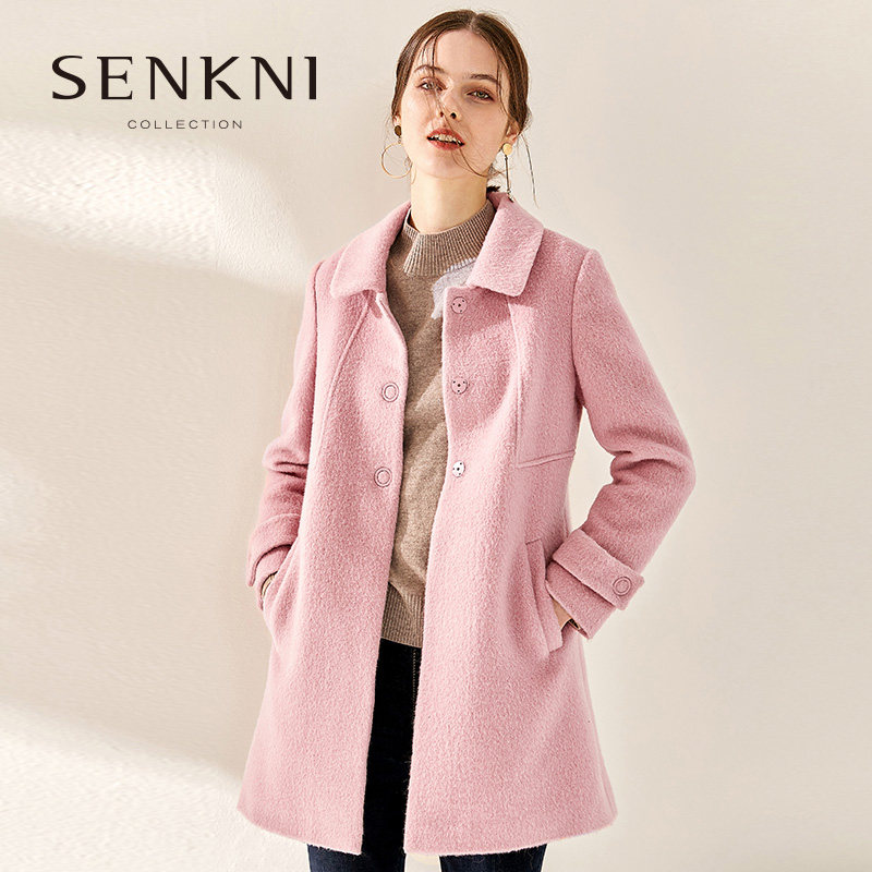 SENKNI Santa Coni Mall with the same new Albaka medium-long color of simple-to-face coat girl
