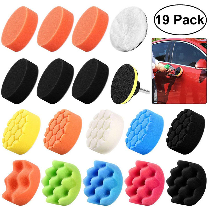 3-inch polished buffer cushion Car Beauty beating wax sponge wheel electric drill with polished disc 19 pieces sponge disc