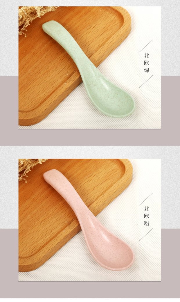 4 que Sáng tạo thìa cà phê xanh lá cây Bộ trộn thìa làm dày thìa thìa cà phê dĩa nhựa