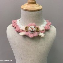 Cat dog bib Wool bib Saliva towel Collar Bow tie Bell Large medium and small dog Pet jewelry Bib