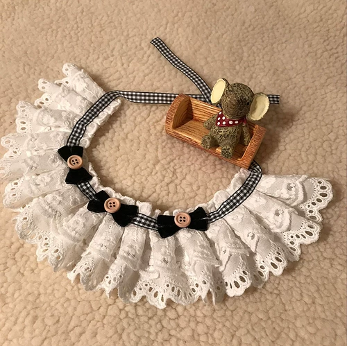 Аксессуар, ожерелье, чокер, колокольчик с бантиком, кружевная галстук-бабочка, слюнявчик, нагрудник, кот, домашний питомец