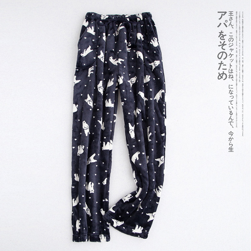 Mùa đông flannel nam và nữ ngủ quần dày mẫu ấm với quần nhà rộng kích thước lớn quần bông nam thu đông