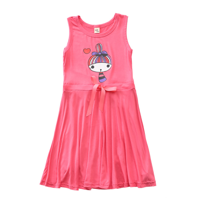 Cô gái mới nightdress A-Line vest váy bé mỏng phương thức trẻ em lớn của váy trẻ em dài ăn mặc