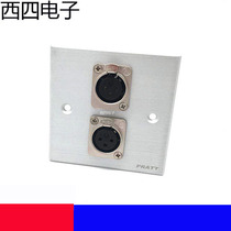 Double-hole silver aluminum alloy brushed blank 86 panel 2-position D-shaped round hole Carnon female 2-position socket