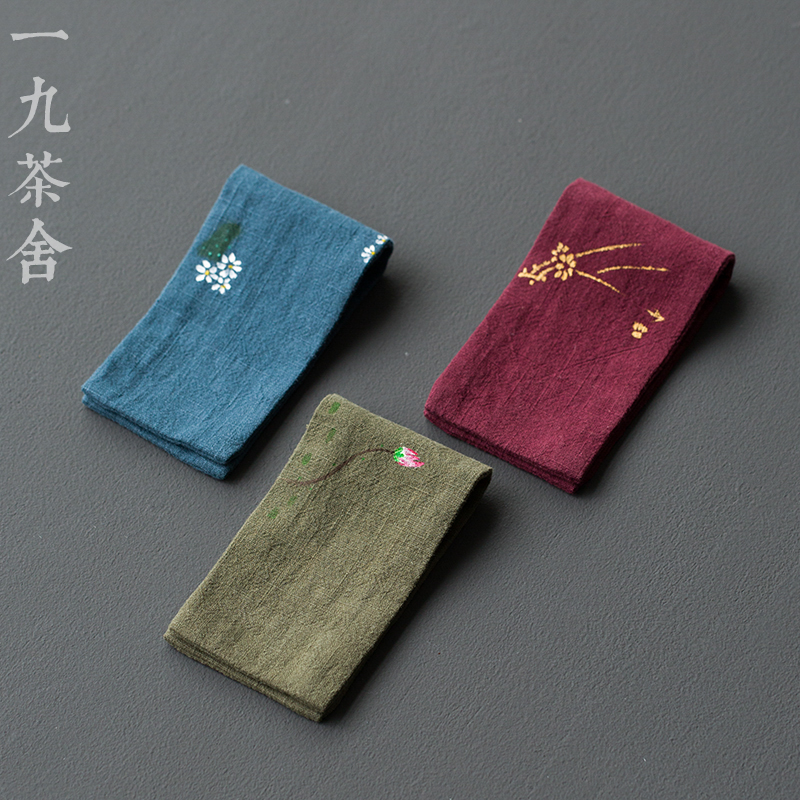 19 Tea house Tea man Tea cloth Tea towel cloth High-grade absorbent cotton linen tea towel Pad raising pot towel Tea set accessories Tea ceremony