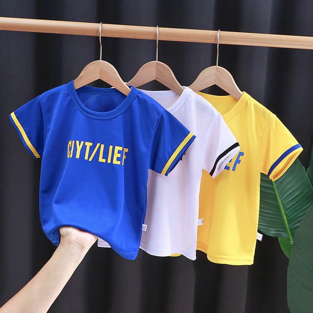 Summer children's T-shirt boys short-sleeved girl baby new one-piece top middle-aged children's thin round neck sports clothes