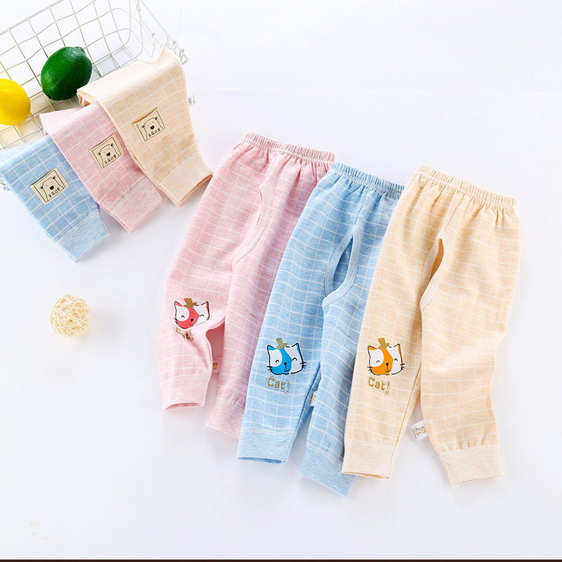 Baby Sanitary Pants Pure Cotton 2022 New Children Infant single open crotch Pants Color Cotton Air Conditioning Pants Sleeping Pants