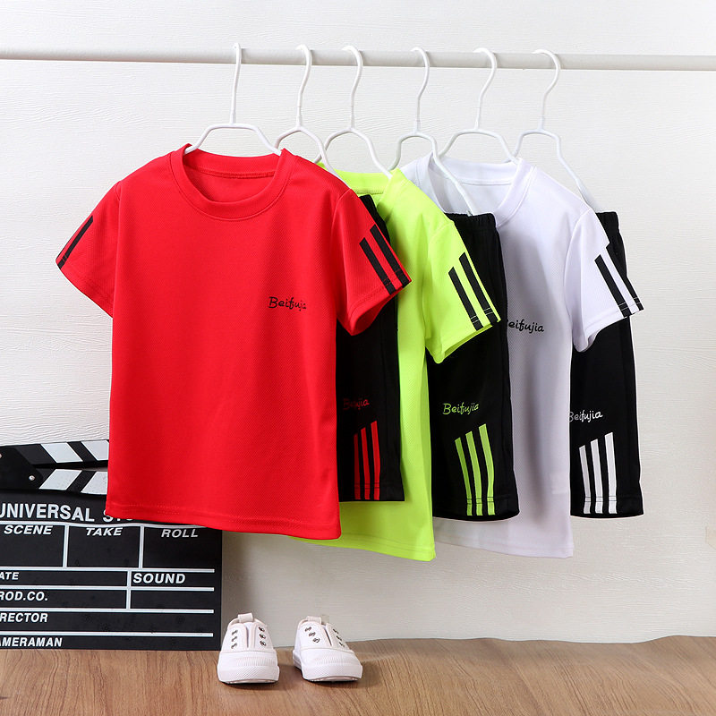 Children's sports suit Summer 2022 new boy speed dry short sleeve clothes Elementary students running two sets of children's clothes
