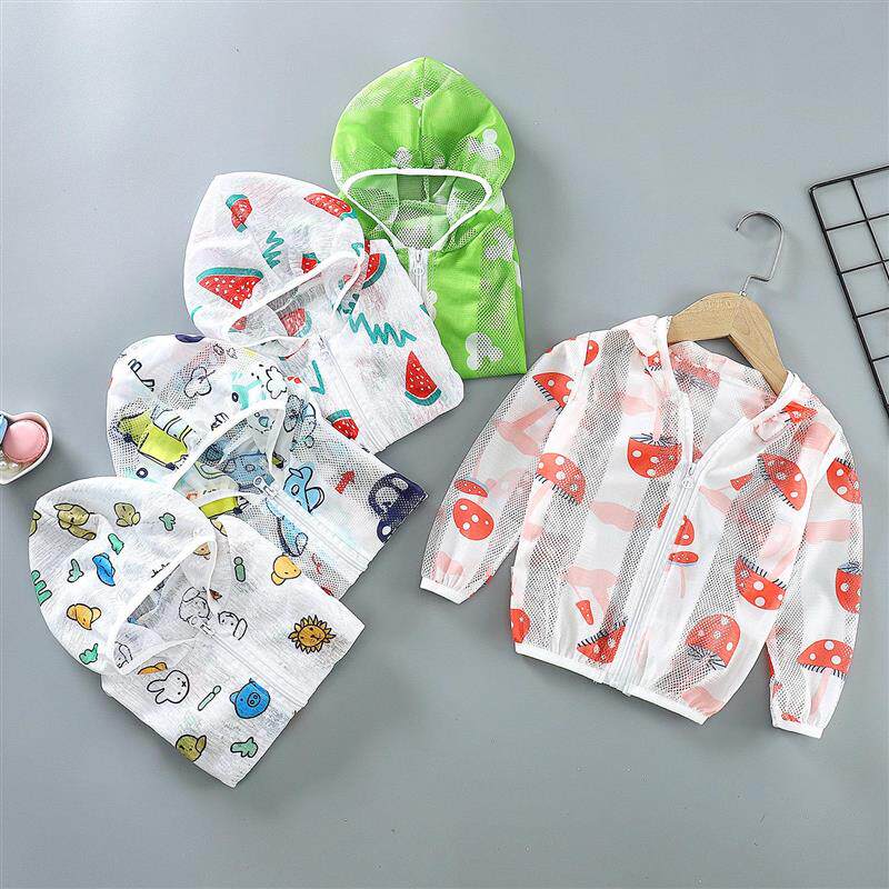 Summer Children's clothes Boys girls CUHK Skin Beach Skin Skin Clothes Baby Breathable with cap Raced Dress Summer