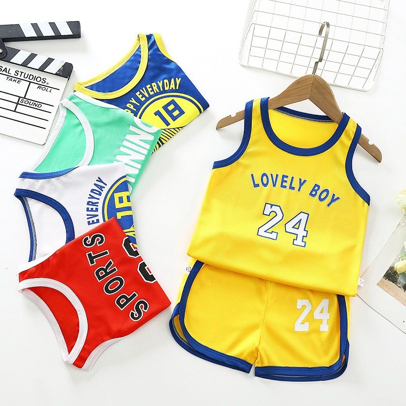 Kids vest set summer athleisure breathable sweat-absorbing short-sleeved shorts outdoor quick-drying men's basketball suit