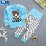 Quần áo mùa thu trẻ em mùa xuân và mùa thu bé quần eo cao nam và nữ quần cotton mùa thu quần dài cổ tròn khóa vai thiết kế quần bụng