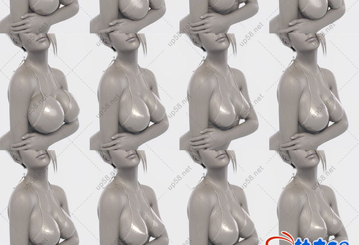 DAZ 3D女性角色胸部形状尺寸控制3D模型