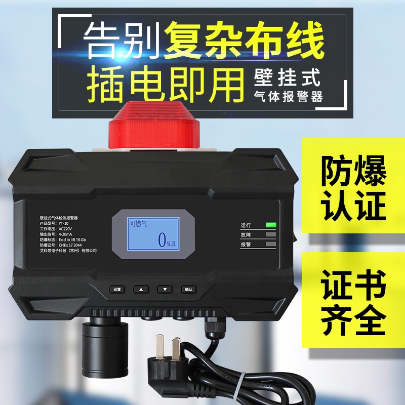 Fixed detector for industrial commercial combustible liquefied gas gas carbon monoxide paint leak
