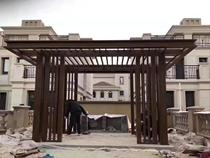 New Chinese style aluminum alloy pavilion sun room villa garden modern four-corner pavilion landscape steel structure glass grape rack